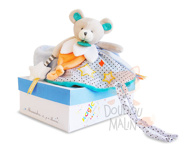  magic luminescent baby comforter bear blue orange star 